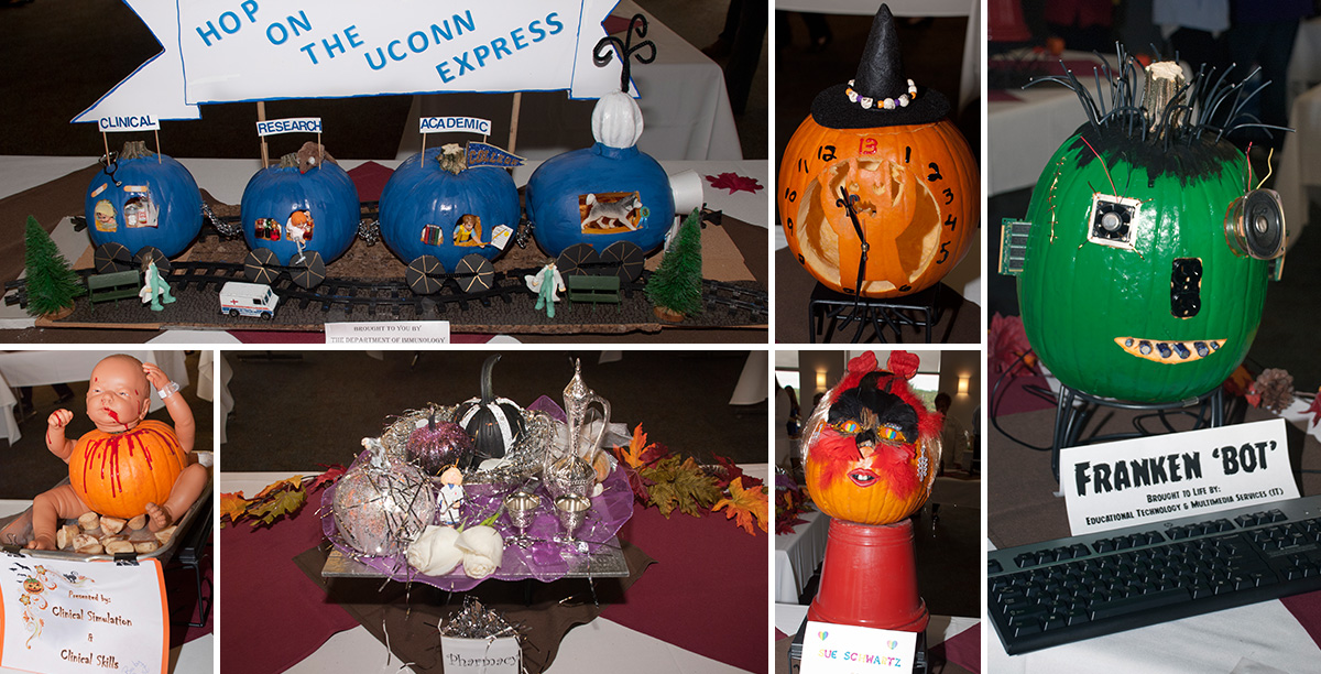 Employees express their creativity in the Pumpkin Paloozza contest. (Janine Gelineau/UConn Health)