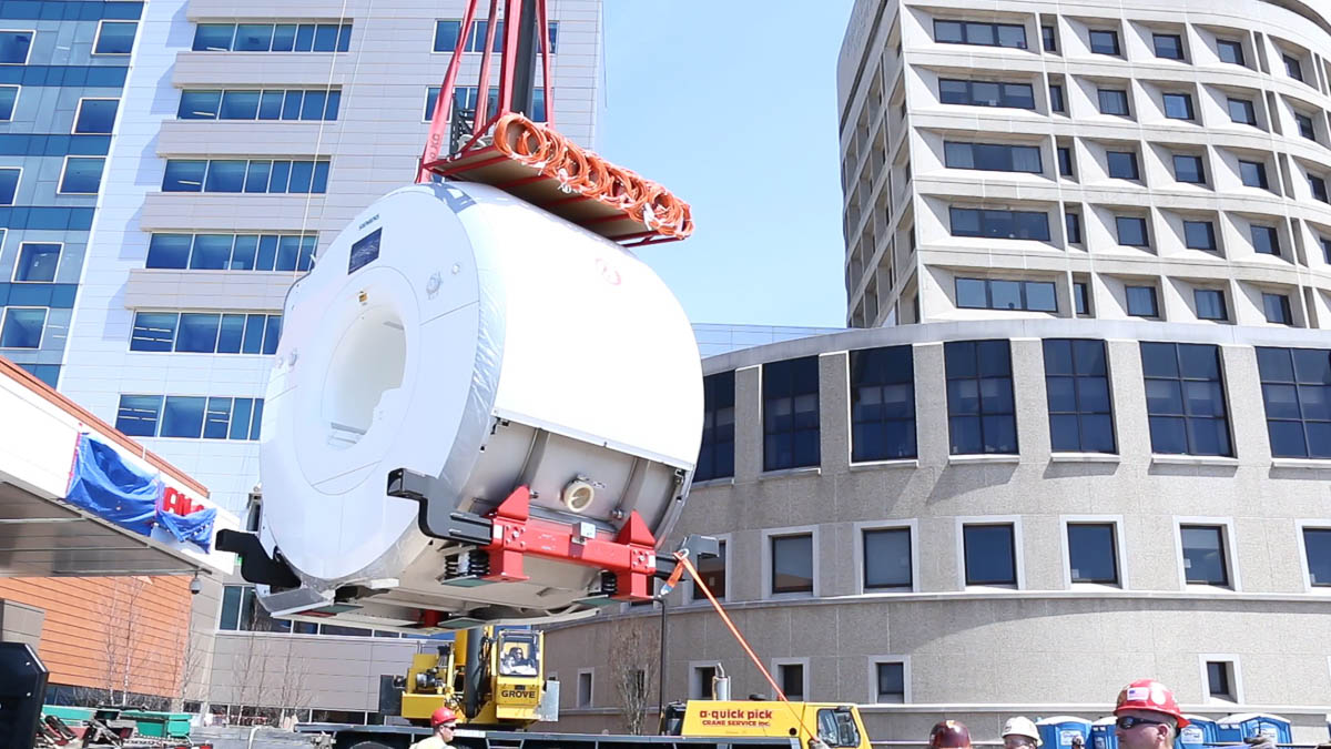MRI machine installation at UConn Health