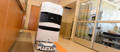 TUG robot in the new hospital tower