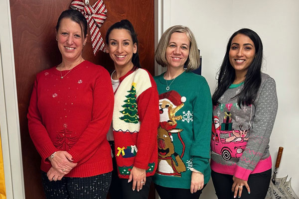 group portrait, holiday sweaters